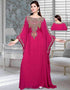 Fullsleeve Farasha with embroidery Magenta
